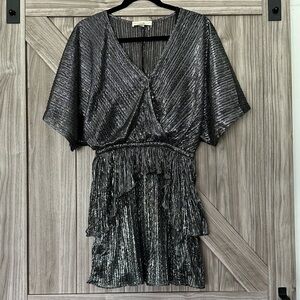 Lovestitch Lurex Crossover Ruffle Mini Dress